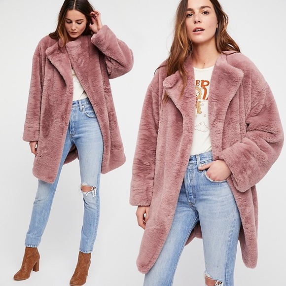 Jackets & Blazers - Luxe Faux Fur Trench COAT Rose Gold Pink Rita